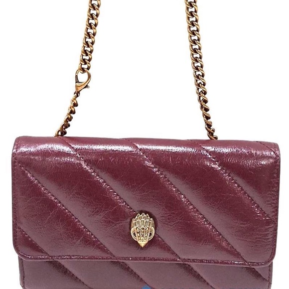 KURT GEIGER Soho Leather Chain Crossbody Wallet In Medium Red - Picture 2 of 5